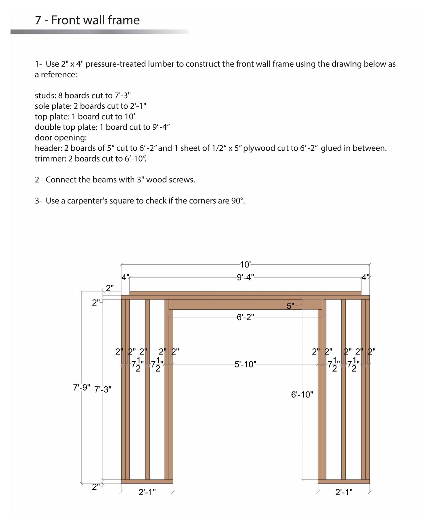 12’x10’ Storage Shed Plans - Detailed Instructions, Tools List, Materials List, Foundation & Structure