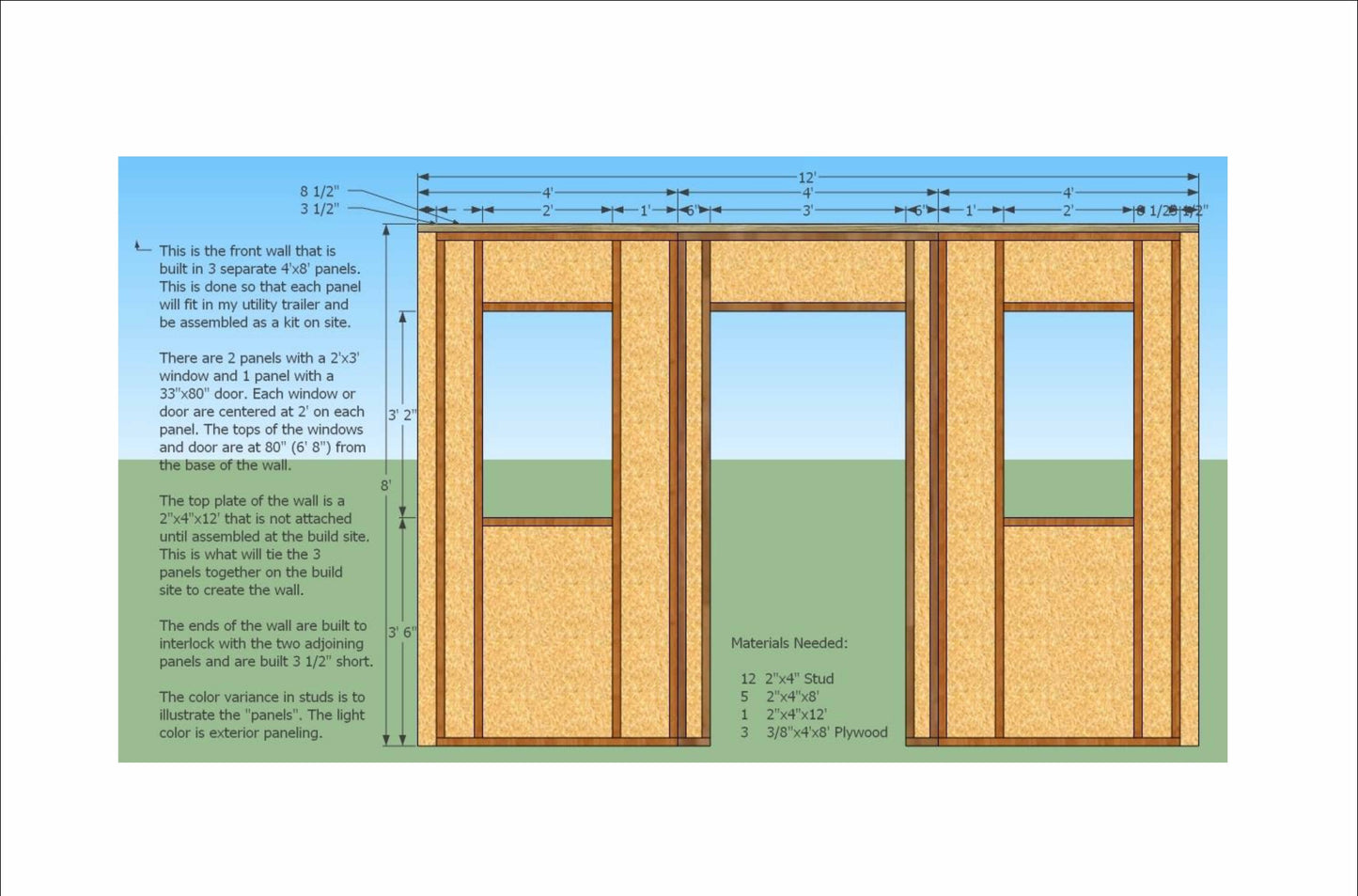 12’x8’ Tiny Cabin Shed Woodworking Plans - DIY Building Instructions, Framing Plans & Materials List