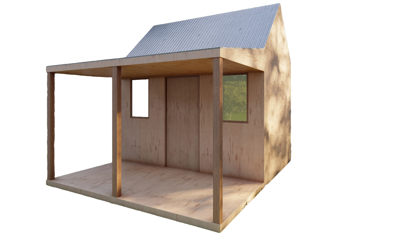 12’x8’ Tiny Cabin Shed Woodworking Plans - DIY Building Instructions, Framing Plans & Materials List