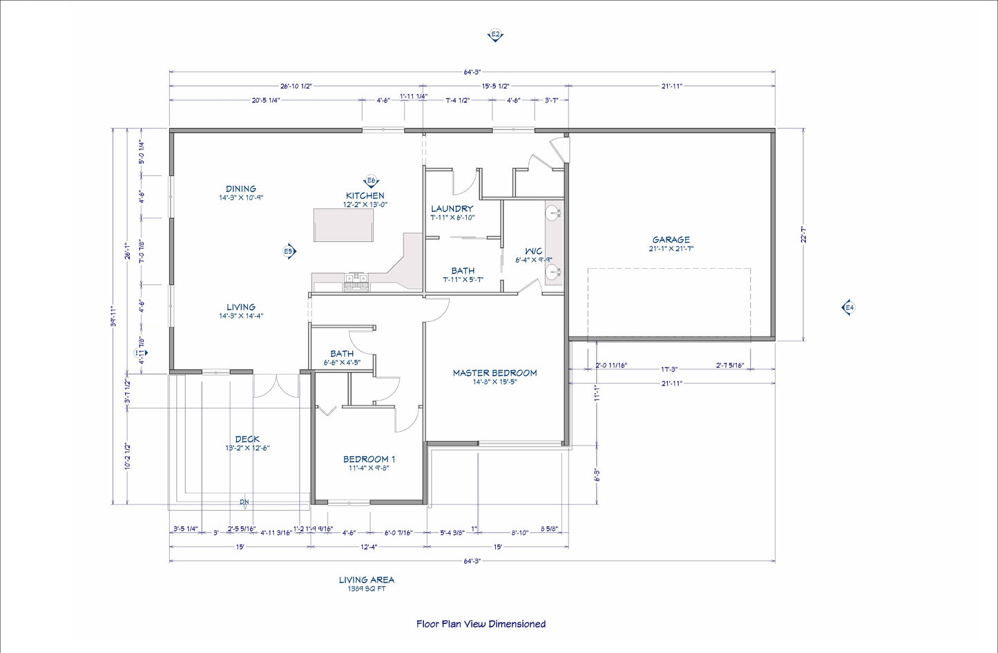 Plans for 2-Bedroom House, Attached Garage – Open Kitchen, Dining & Living Area, Washroom, Laundry – Floor Plan, Elevations, Roof Plan, Foundation Plan