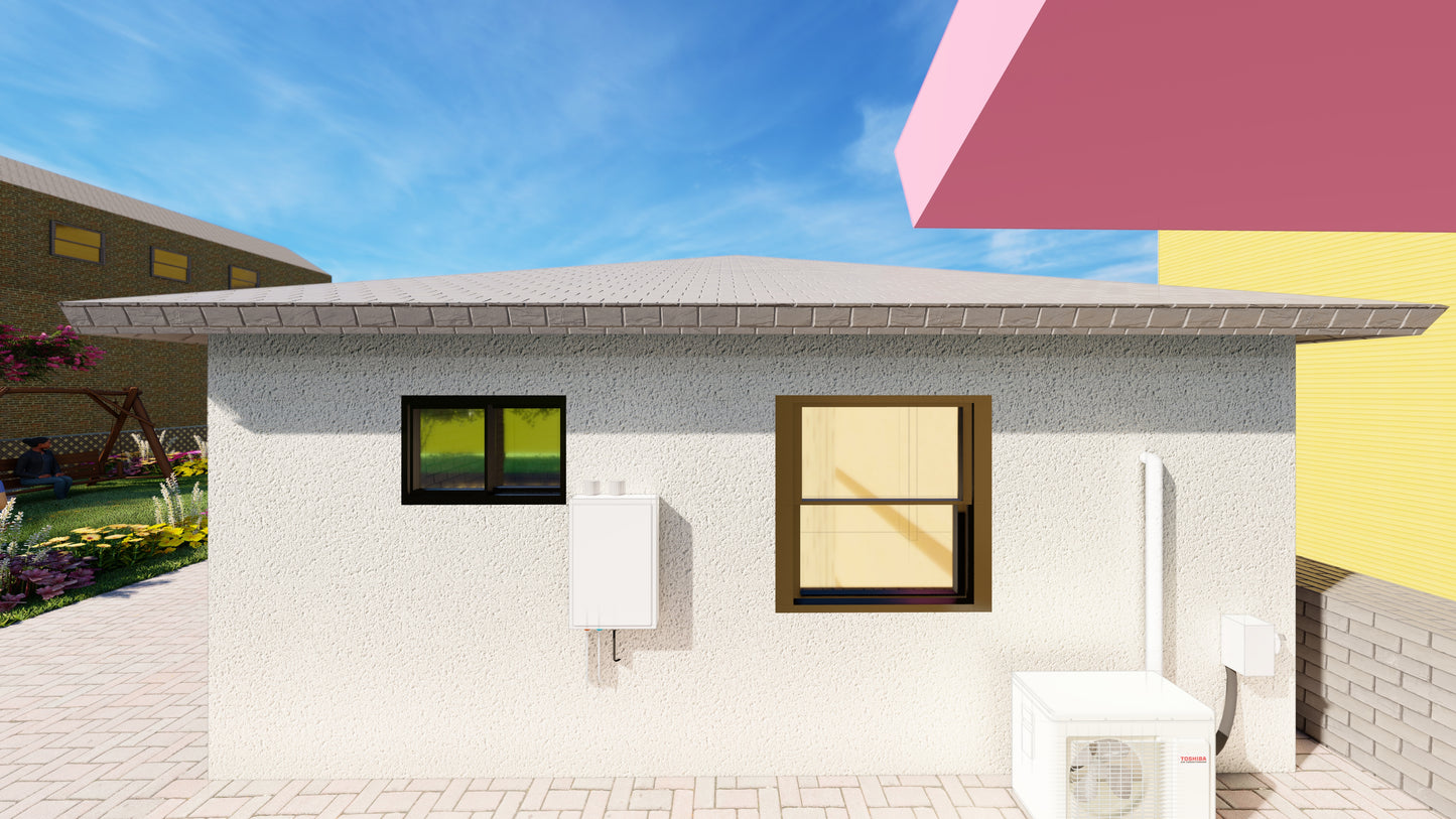 20'x20' ADU Building Plans with Architectural, Electrical, Plumbing, and HVAC Designs