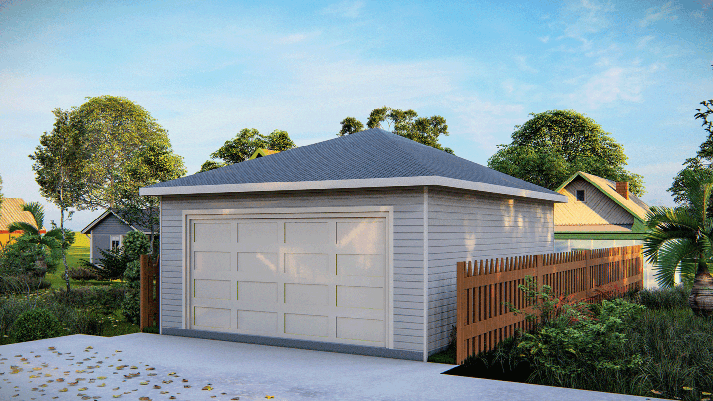 20’x25’ Garage Plans – Includes Floor Plan, Elevations, Sections, Foundation & Roof Details, Construction Notes