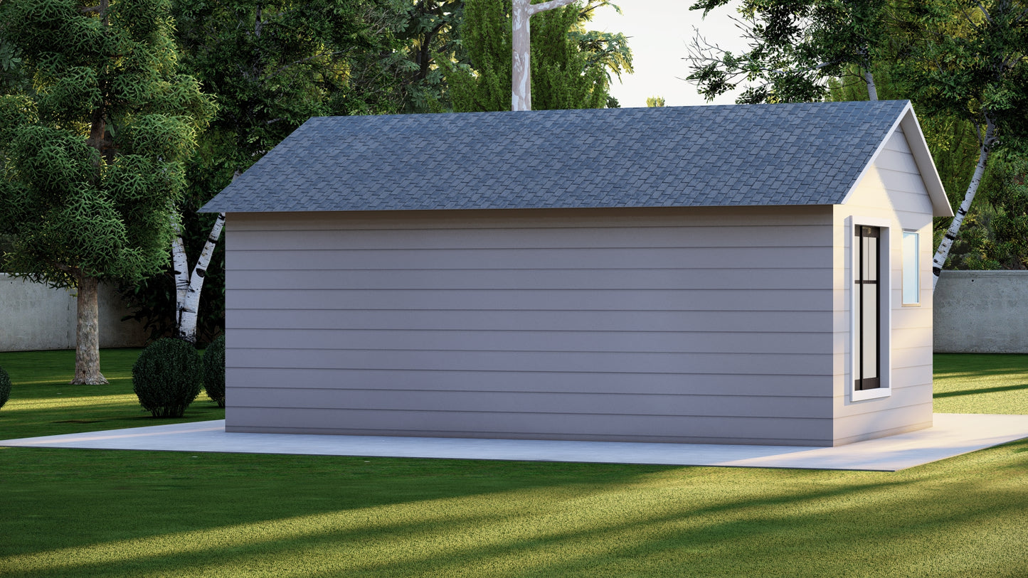 20x12’ Studio Tiny Home Building Plans – Floor Plan, Electrical, Elevations, Roof, Foundation & Construction Details