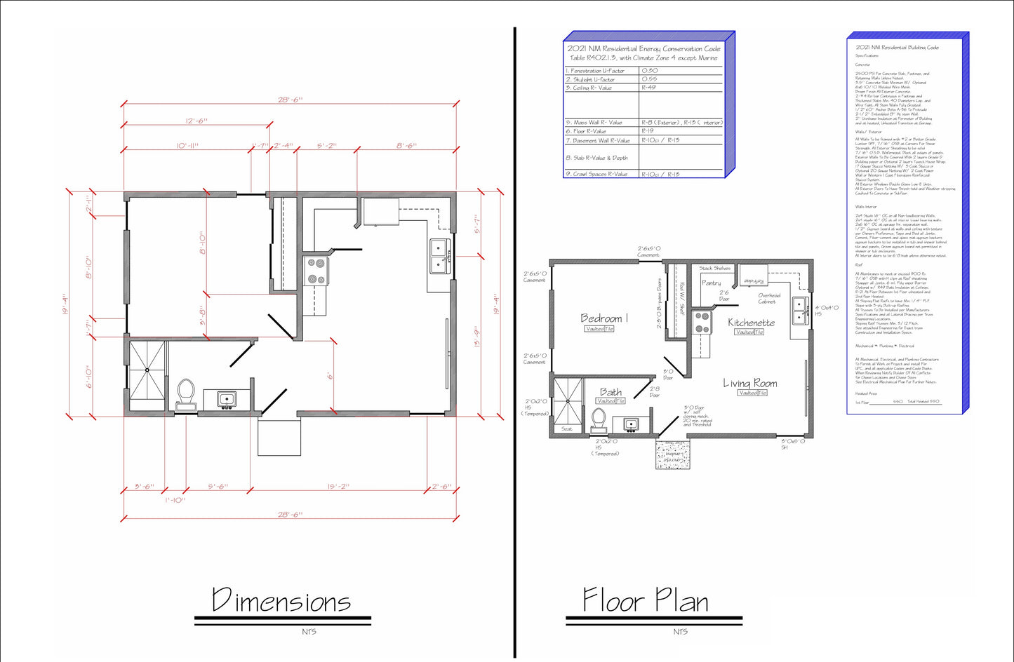 Comprehensive Building Plans for 28’6” x 19’4” Tiny Home – 550sqft Floor Plan with Details Included