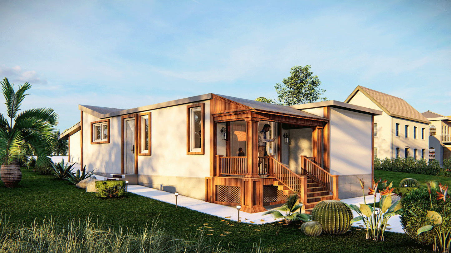 23x52’ Tiny Home Plans – 2 Bedrooms, 1 Bath – Includes Floor Plan, Elevations, Roof and Foundation Details, Electrical and Plumbing Plans