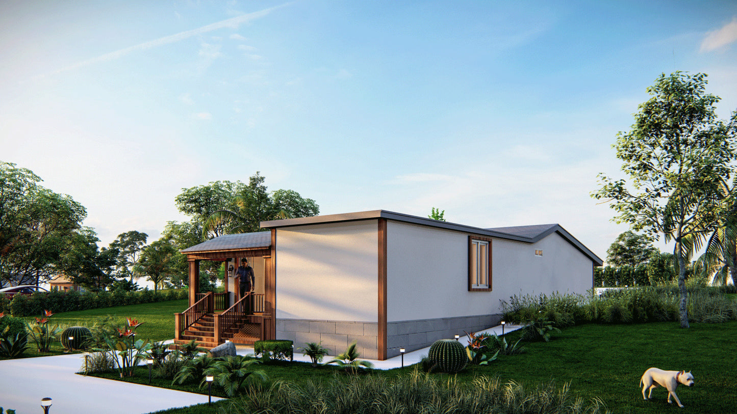 23x52’ Tiny Home Plans – 2 Bedrooms, 1 Bath – Includes Floor Plan, Elevations, Roof and Foundation Details, Electrical and Plumbing Plans