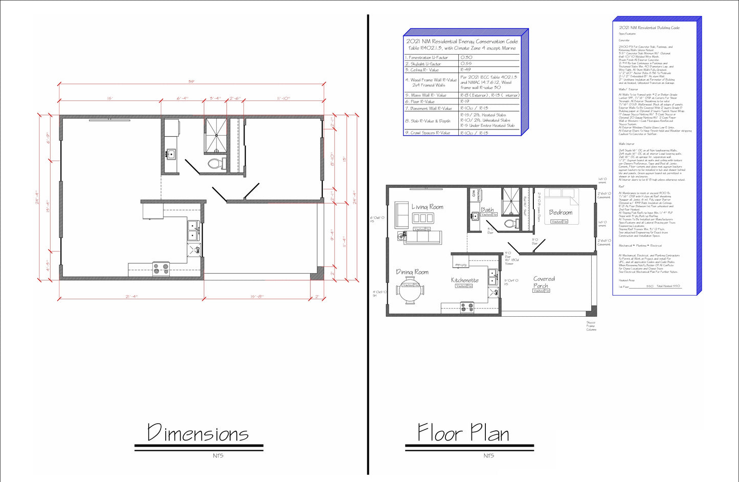 Tiny Home Building Plans - 39'x24' with 750sqft Living Space