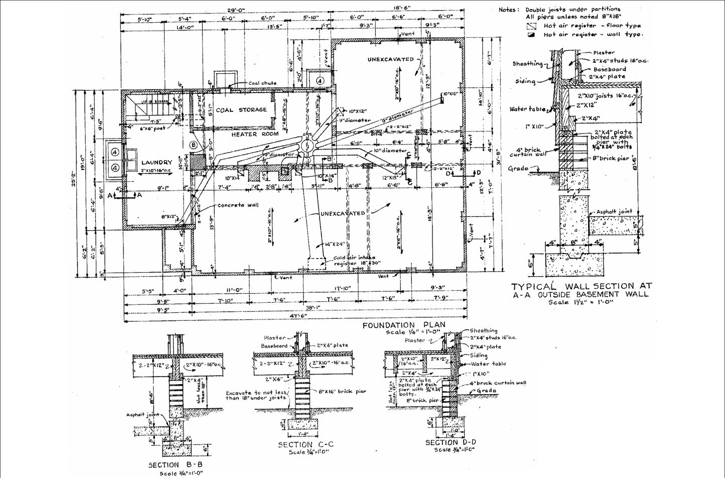 25'x47' House Plans - Detailed Floor Plan with 2 Bedrooms, Kitchen, Living Room, Dining Room, Washroom
