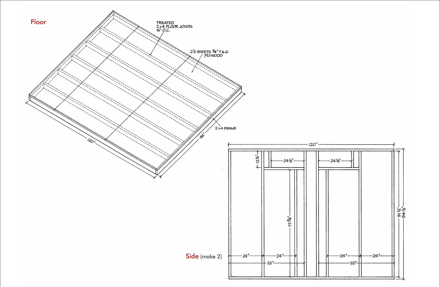 Shed Building Plans - 10'x7.4' with 74sqft Floor Area