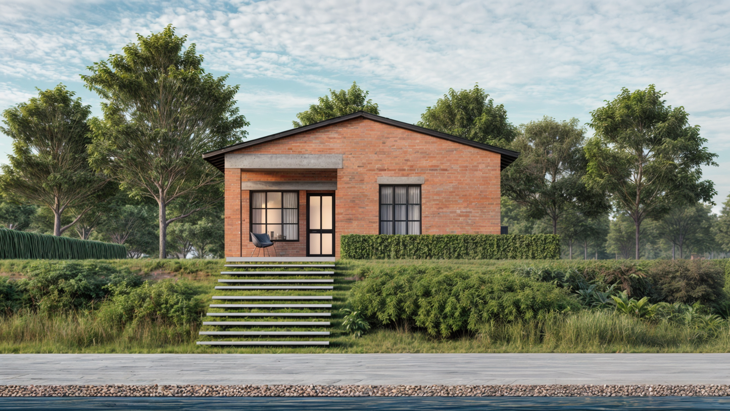 Two Bedroom Tiny Home Plans - 26'x26' with 610sqft Living Space