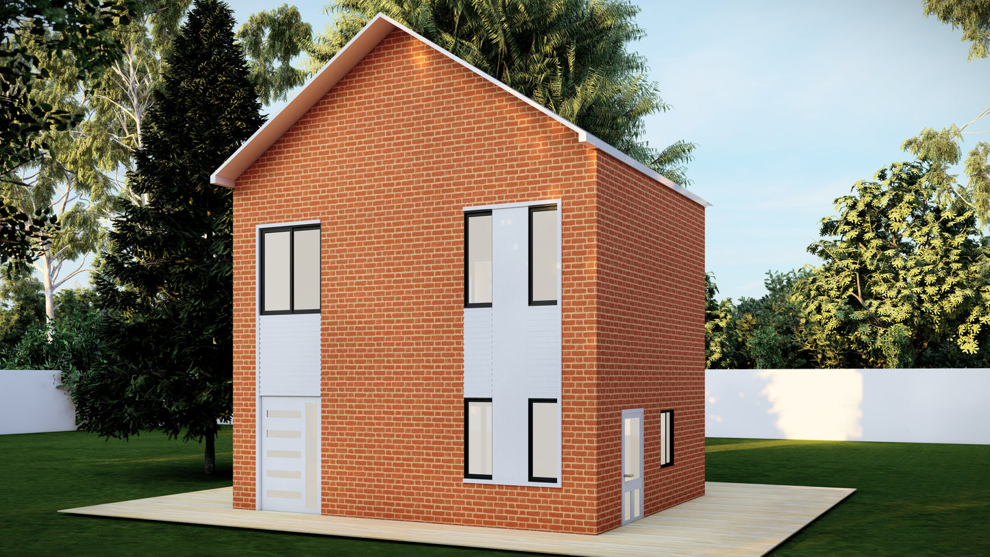 27x23' Two-Story 3 Bedroom Home Building Plans with Floor Plans, Electrical, Elevations, Sections, Schedules & Construction Details