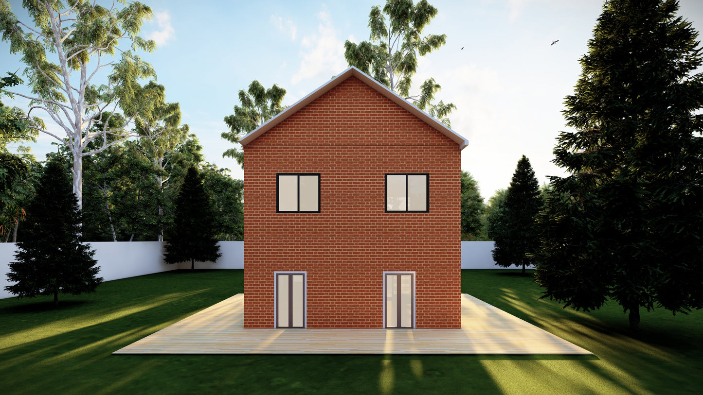 27x23' Two-Story 3 Bedroom Home Building Plans with Floor Plans, Electrical, Elevations, Sections, Schedules & Construction Details