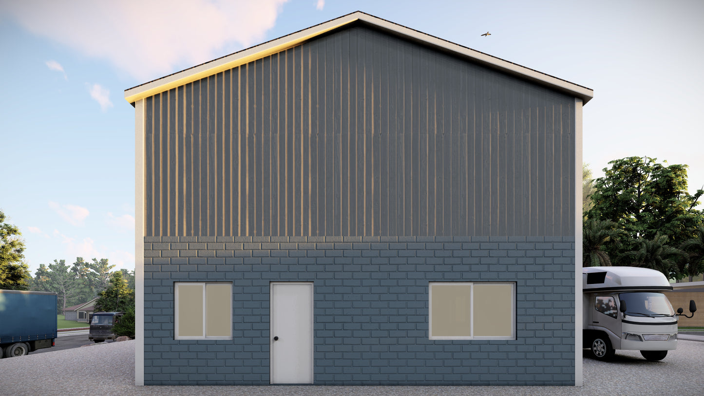 30'x30' Two-Story Duplex House Plans - 2 Units, 2 Bedrooms Each, Comprehensive Blueprints