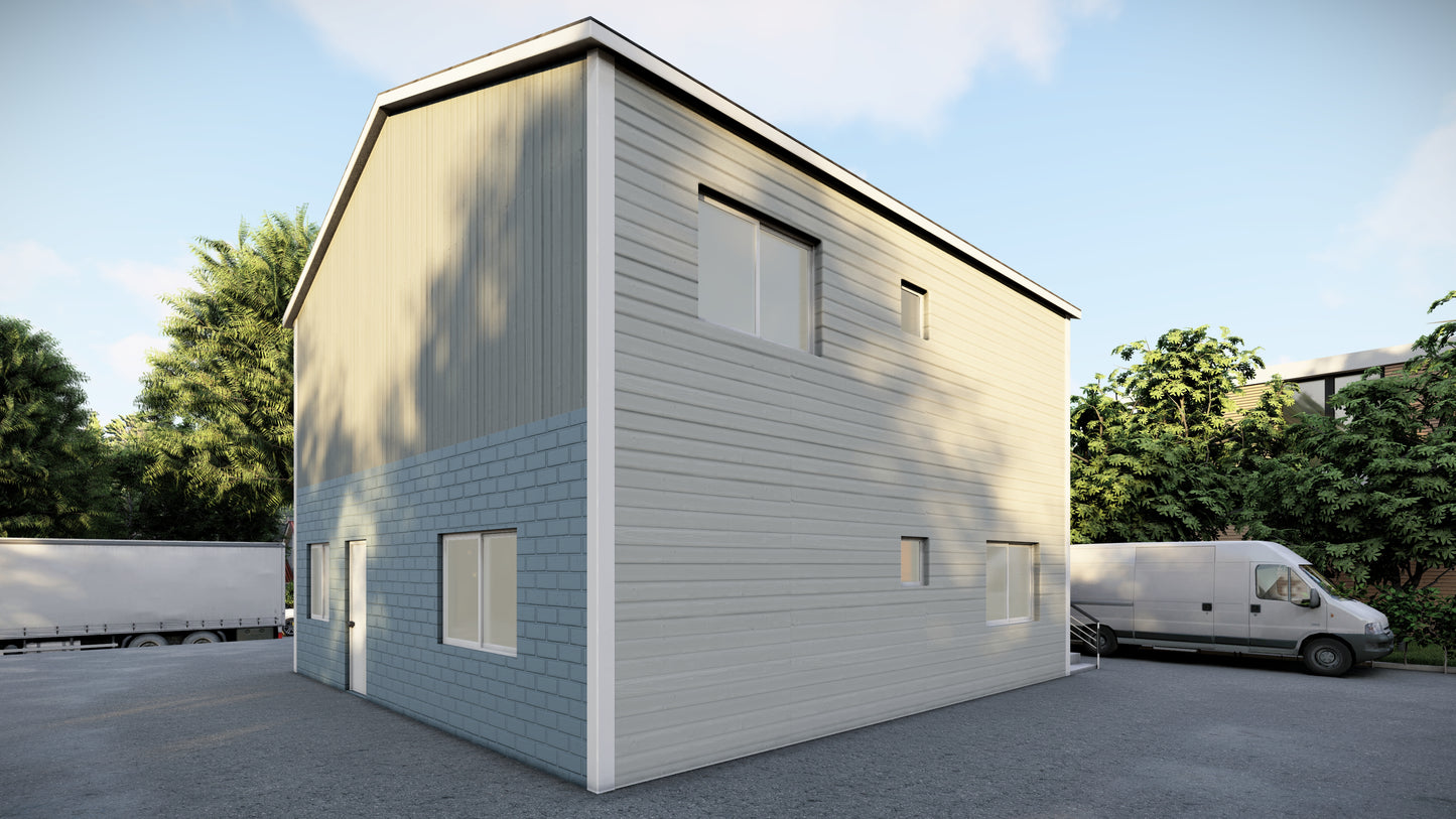 30'x30' Two-Story Duplex House Plans - 2 Units, 2 Bedrooms Each, Comprehensive Blueprints