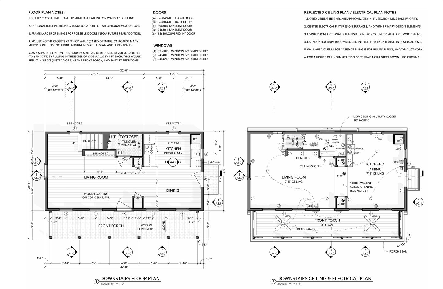 Two-Story 2-Bedroom 1 Bath Home Building Plans | 32'x16' | 1024sqft | DIY Blueprint with Detailed Floor, Roof, and Electrical Plans