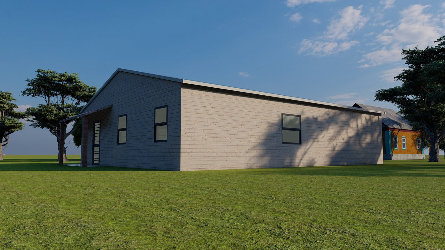 32'x37' Small Home Cabin Plans – 1180 Sqft, 2 Bedroom, 2 Bath, Open Concept Design