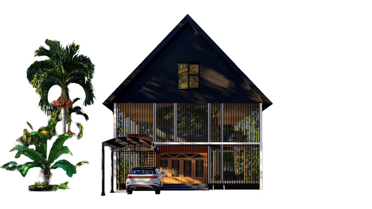 36'x36' Screened House Plans – Modern Design with Insect Screening, Timber Posts, Loft & Open Spaces – Detailed Layout