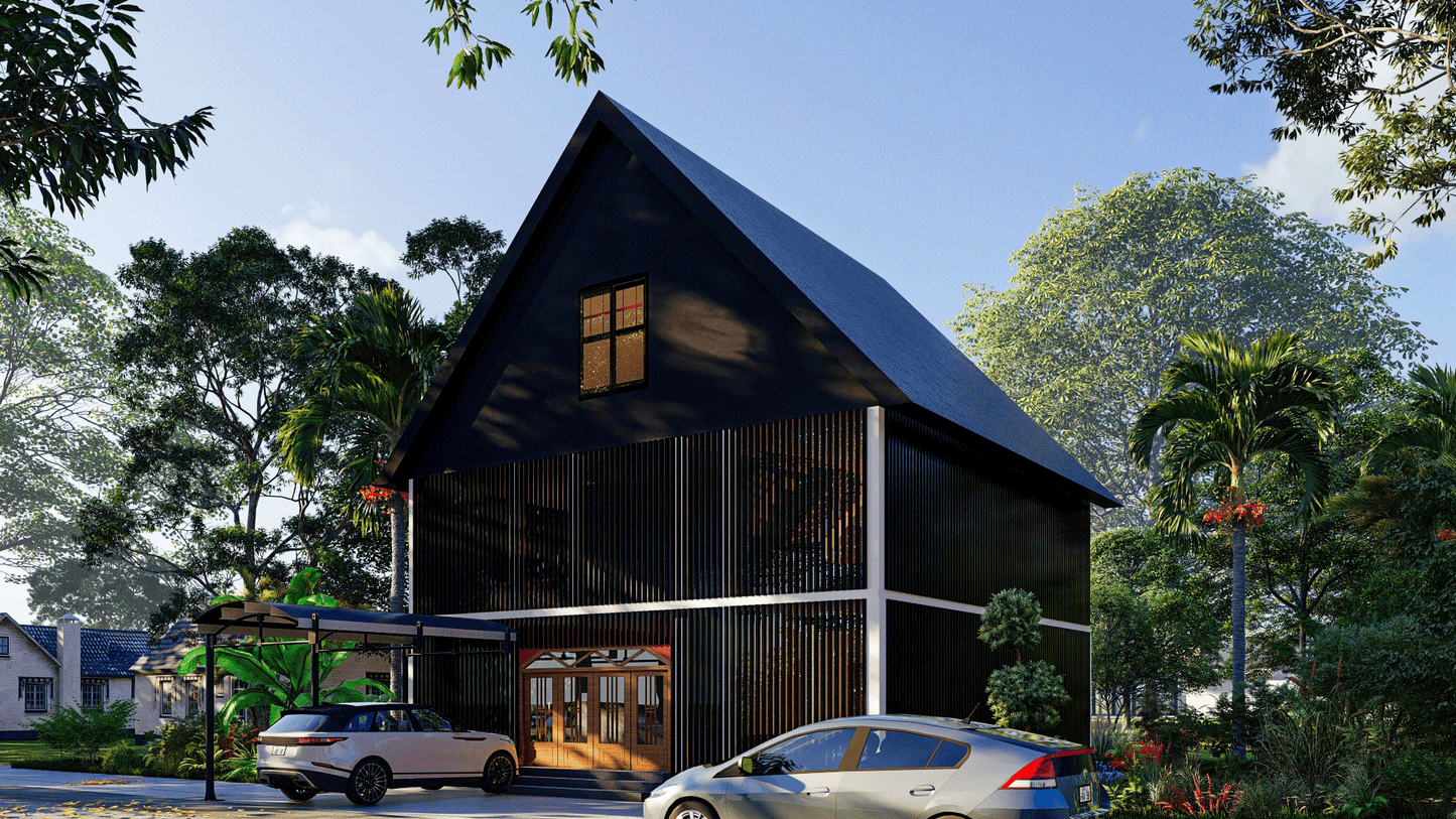 36'x36' Screened House Plans – Modern Design with Insect Screening, Timber Posts, Loft & Open Spaces – Detailed Layout
