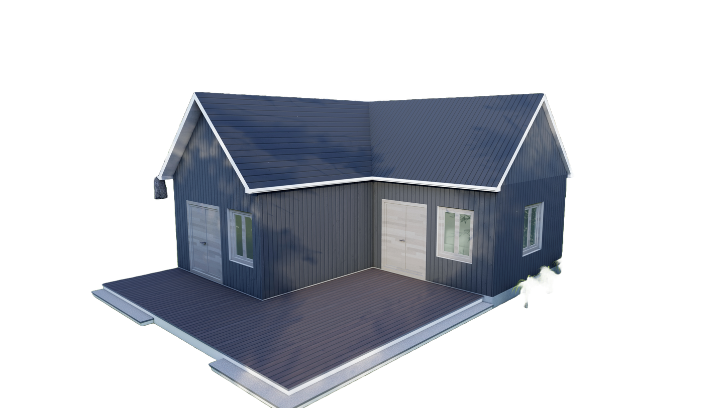 397 Sq Ft One-Bedroom Home ADU Plans – Living Area, Kitchen, Bathroom, Porch, Laundry – Floor Plan, Elevations, Roof & Foundation Plans