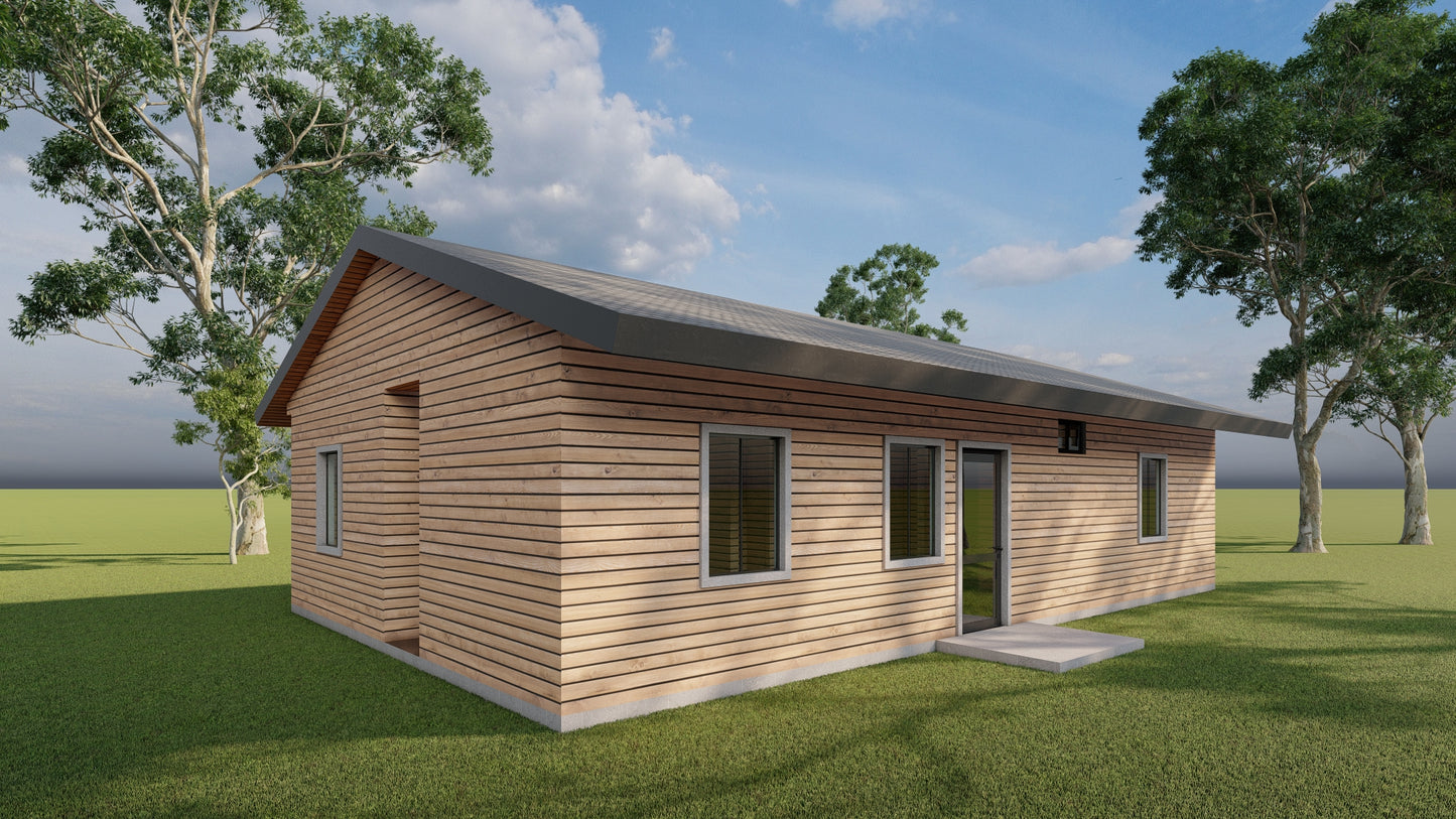 3 Bedroom Farmhouse Plans 40'x24'- Construction Drawings, Floor Plan, Elevations & More