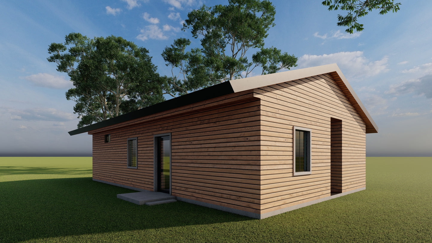 3 Bedroom Farmhouse Plans 40'x24'- Construction Drawings, Floor Plan, Elevations & More