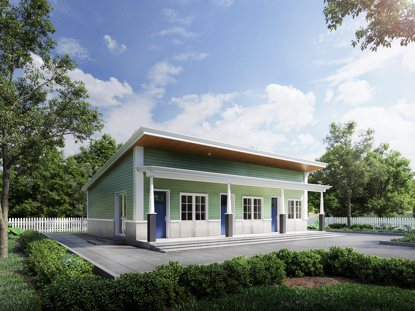 3 Unit Multi-Plex Studio Apartment Design Plans - 1047 SqFt Total Area for Efficient Development