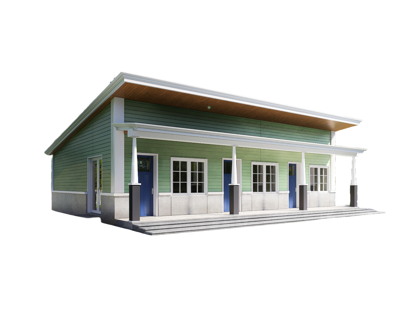 3 Unit Multi-Plex Studio Apartment Design Plans - 1047 SqFt Total Area for Efficient Development