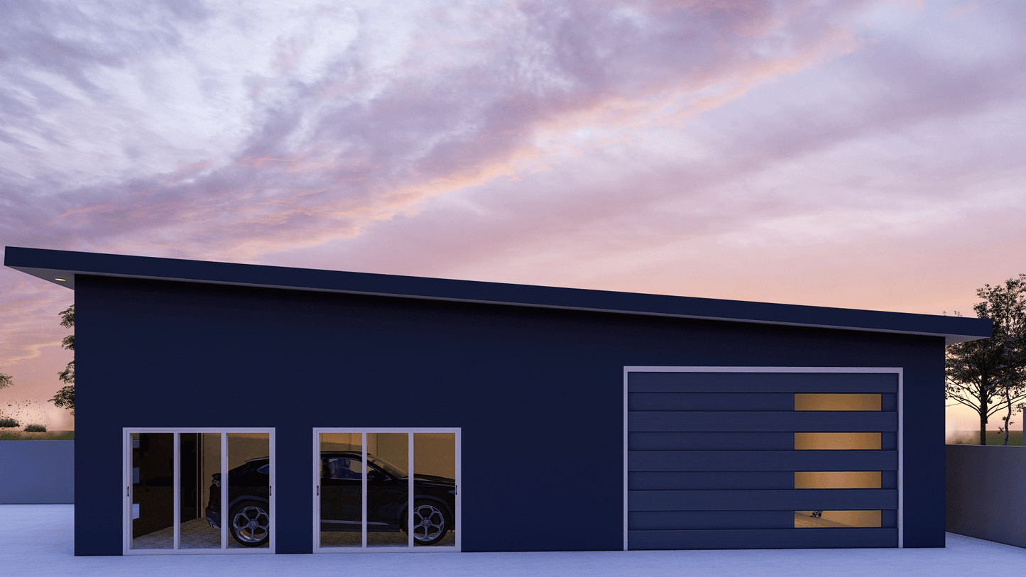 48' x 24' Garage or ADU Building Plans - Construction Set with Floor Plan, Elevations, Electrical & Plumbing