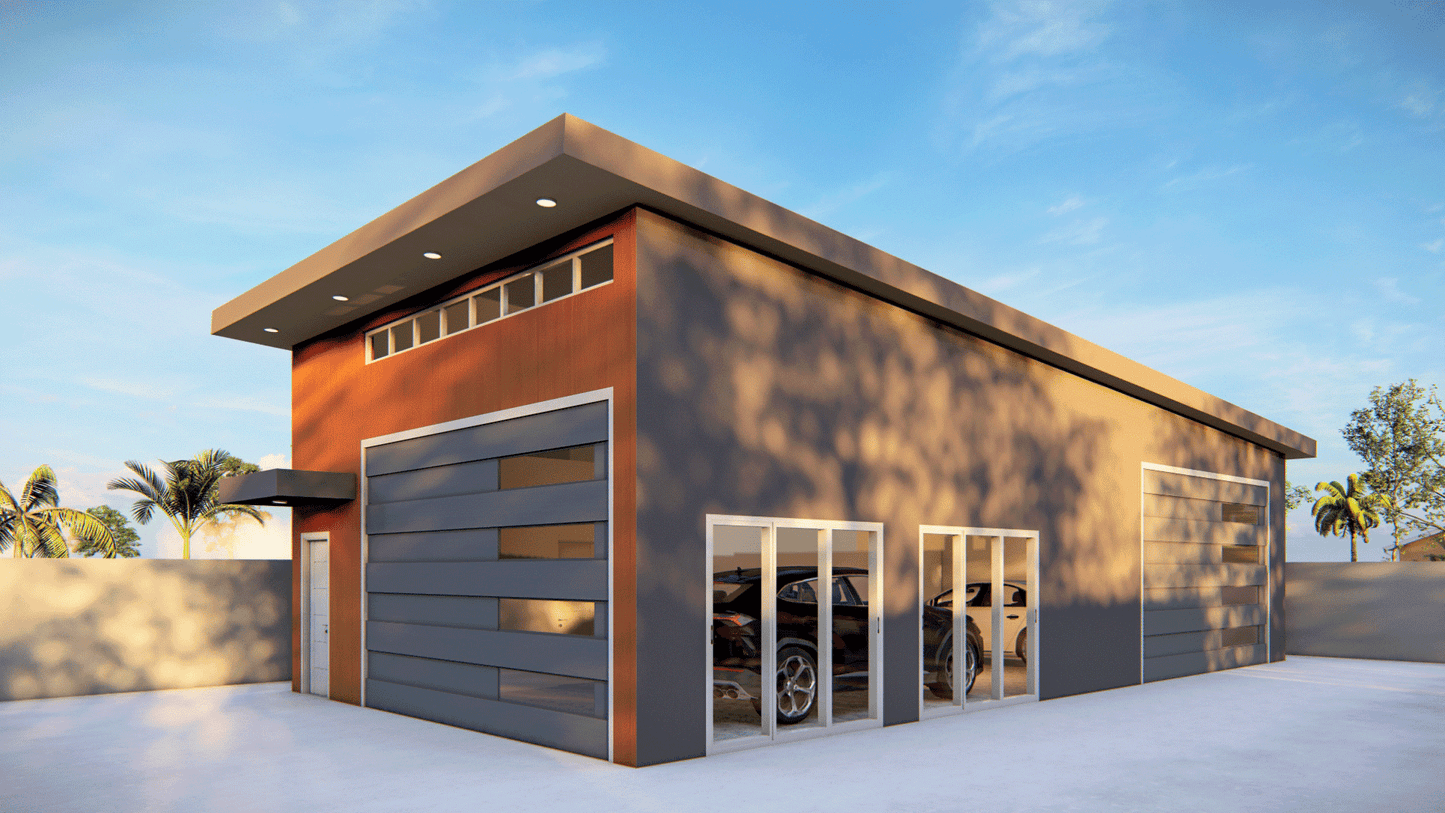 48' x 24' Garage or ADU Building Plans - Construction Set with Floor Plan, Elevations, Electrical & Plumbing