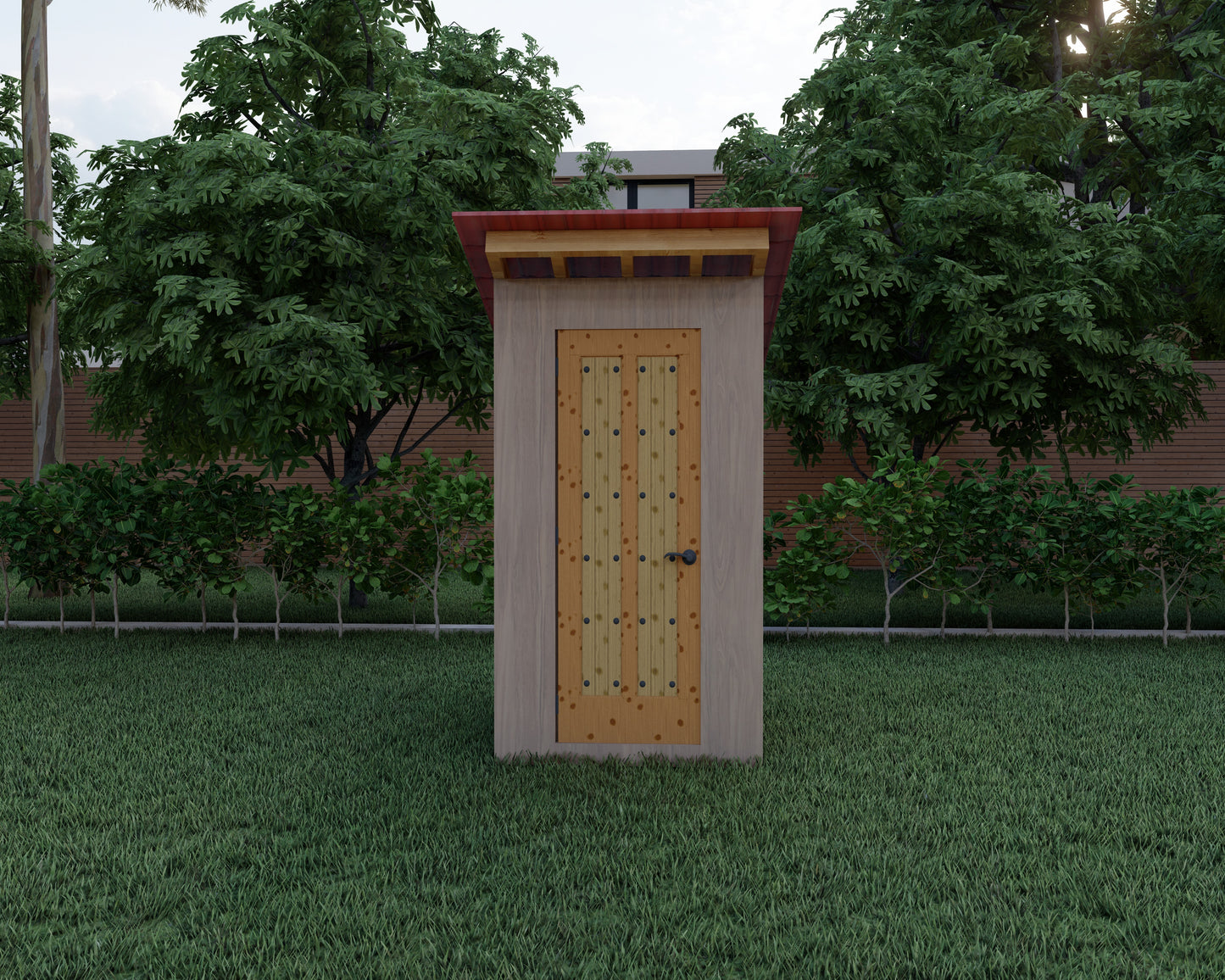 4x4’ Outhouse Wood Construction Plans - Floor Plan, Framing Design, Section, and Seat Detail