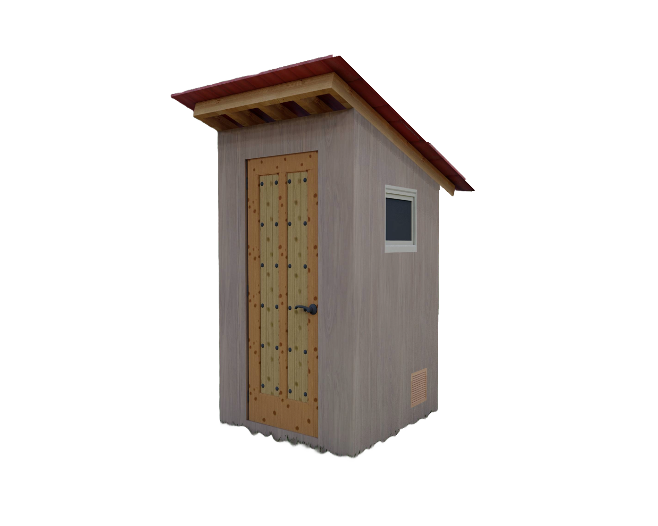 4x4’ Outhouse Wood Construction Plans - Floor Plan, Framing Design, Section, and Seat Detail