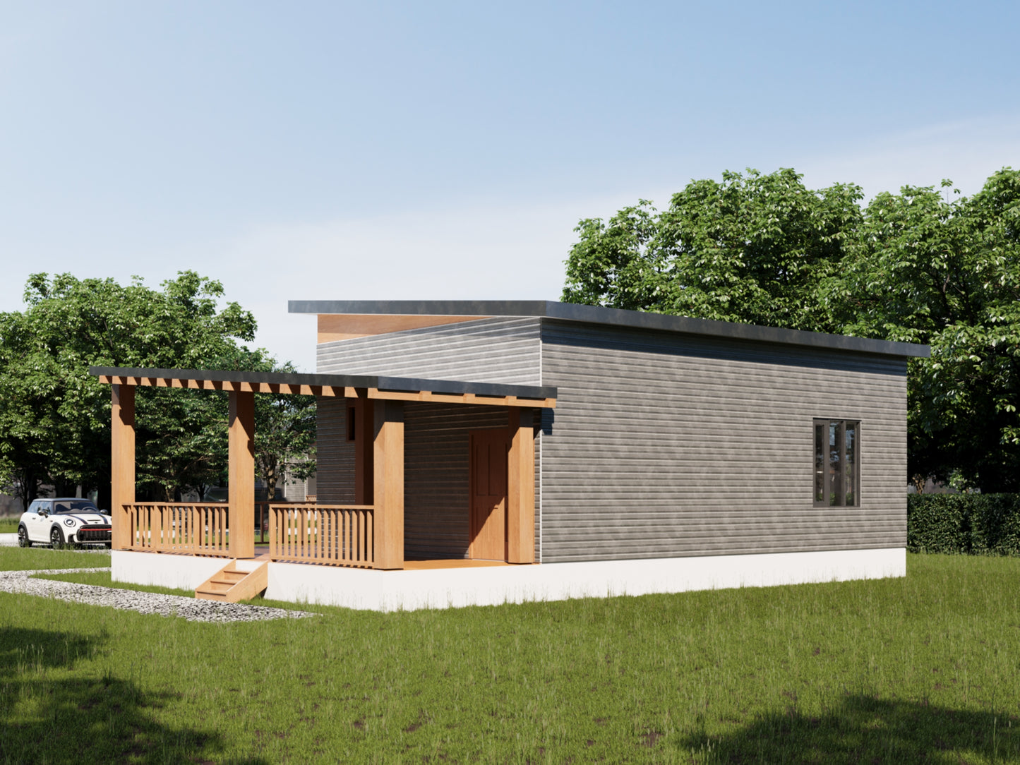 782 sqft Tiny Home Design Plans | 1 Bedroom with Ensuite | Open Layout & Deck