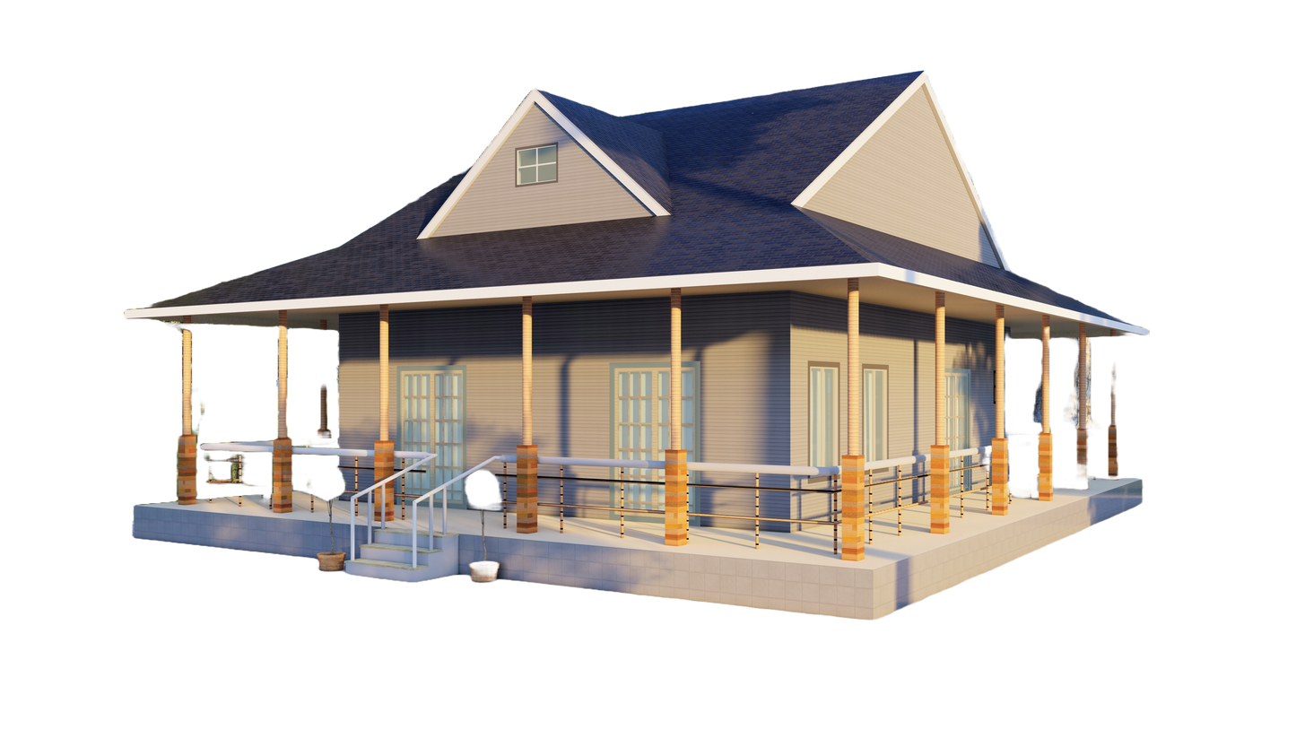Blueprints - 2-Bedroom House with Wrap-Around Porch – Floor Plan, Electrical Plan, Elevations, Roof Plan, Foundation Plan, and in Depth Details