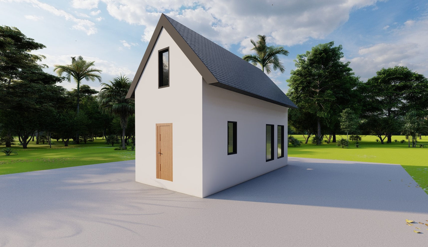 Plans Small House Minimal Lifestyle for 12' x 24' Tiny Home - Main Floor 288sqft, with loft above