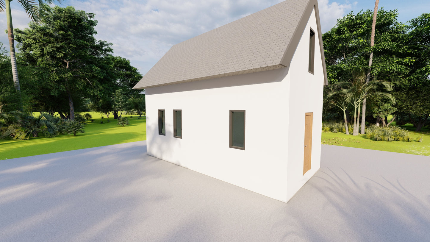 Plans Small House Minimal Lifestyle for 12' x 24' Tiny Home - Main Floor 288sqft, with loft above