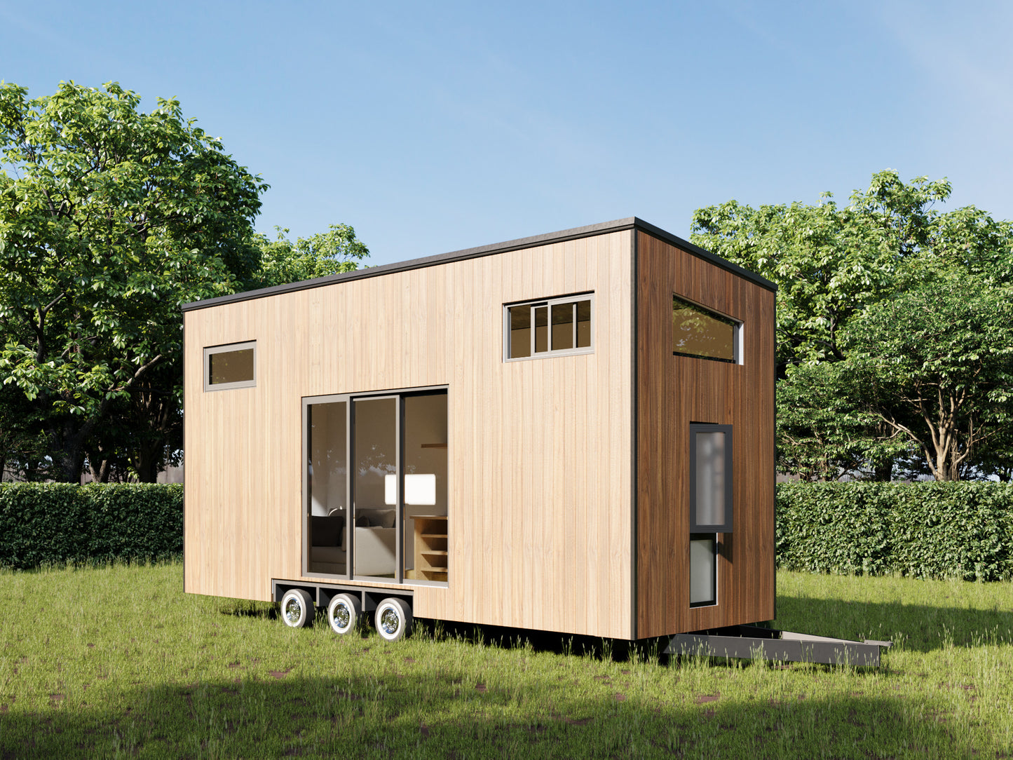 Building Plans Tiny Home Small House 25' x 7'4"" Mobile Home lifestyle - 233sqft Area Living Space