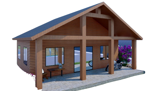 Charming 952 sqft Tiny Studio Cabin Plans Open Concept with Kitchen, Living Area, and Washroom