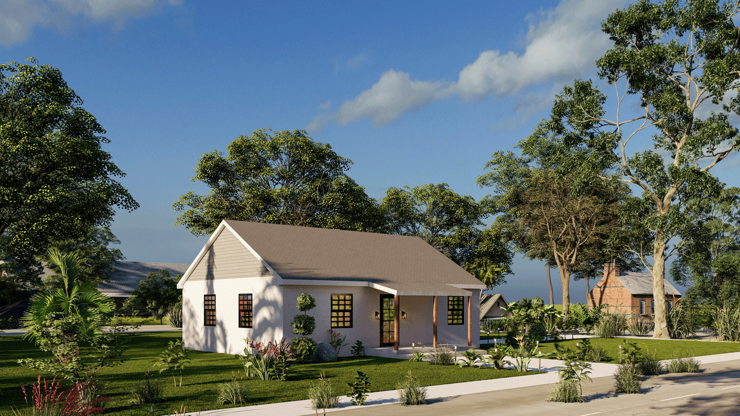 DIY Tiny Home Plans | 3 Bedroom Single Story 26x33 | 858sqft | Cottage Floor Plan Blueprints