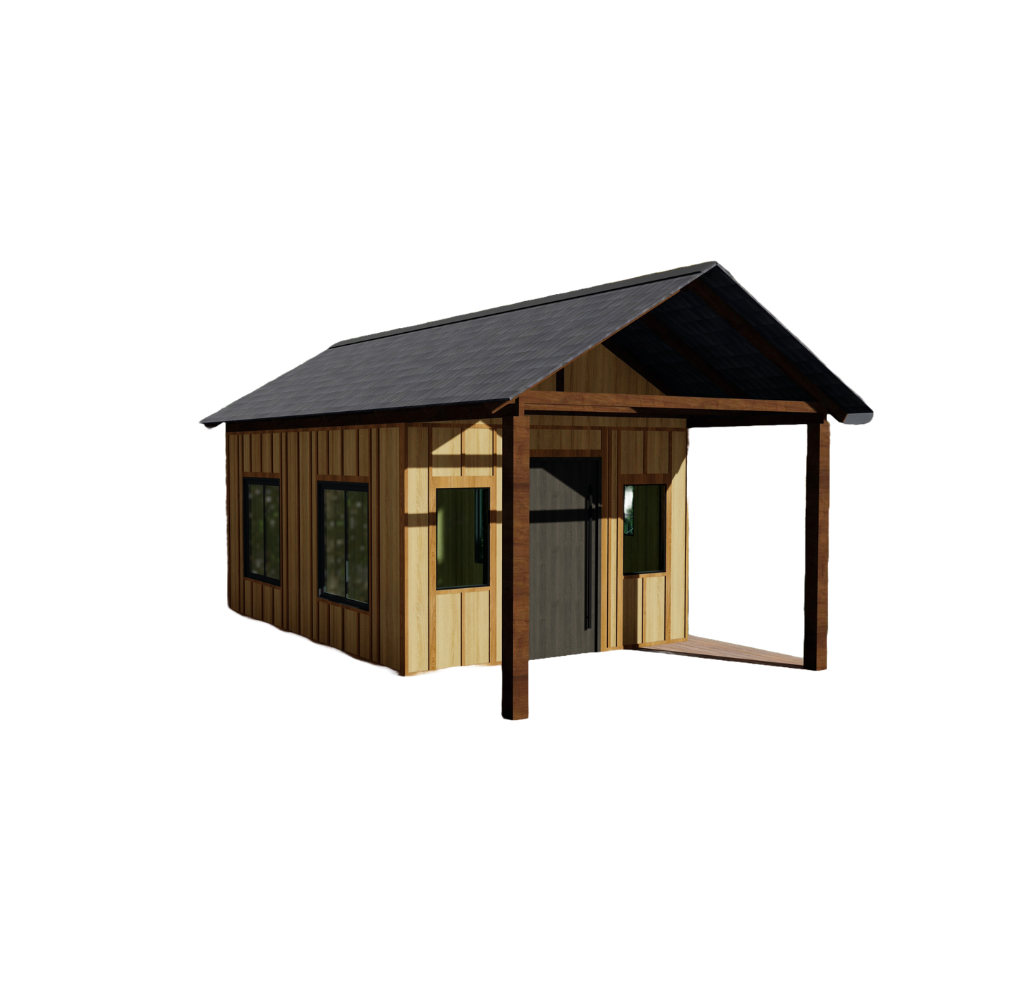 DIY Wood Shed Building Plans - 16'x11', 182 sqft with Wrap Around Deck Step by Step Instructions & Material List