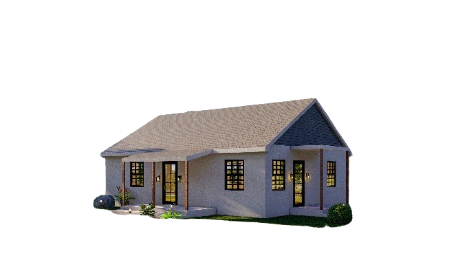 DIY Tiny Home Plans | 3 Bedroom Single Story 26x33 | 858sqft | Cottage Floor Plan Blueprints