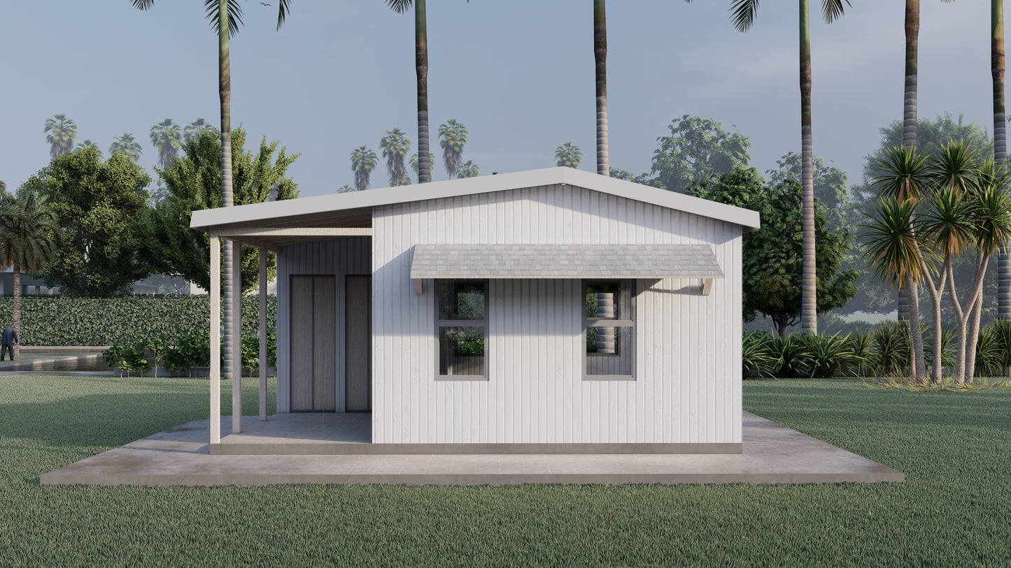 One Bedroom Home Building Plans | 18'x26' | 468sqft | DIY Blueprint