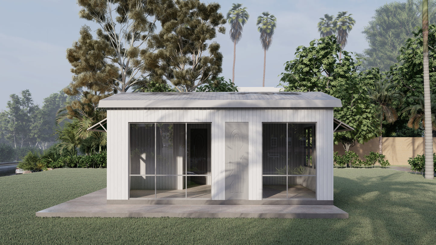 One Bedroom Home Building Plans | 18'x26' | 468sqft | DIY Blueprint