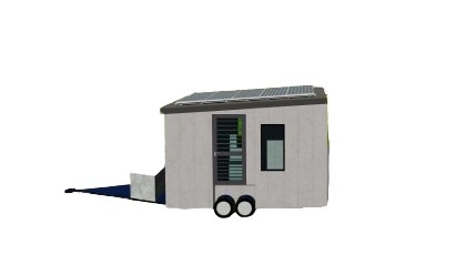 Small Mobile Home Design Plans - 13.5' x 5.5' - 75sqft - Bed, Mini Kitchen, Toilet, Shower