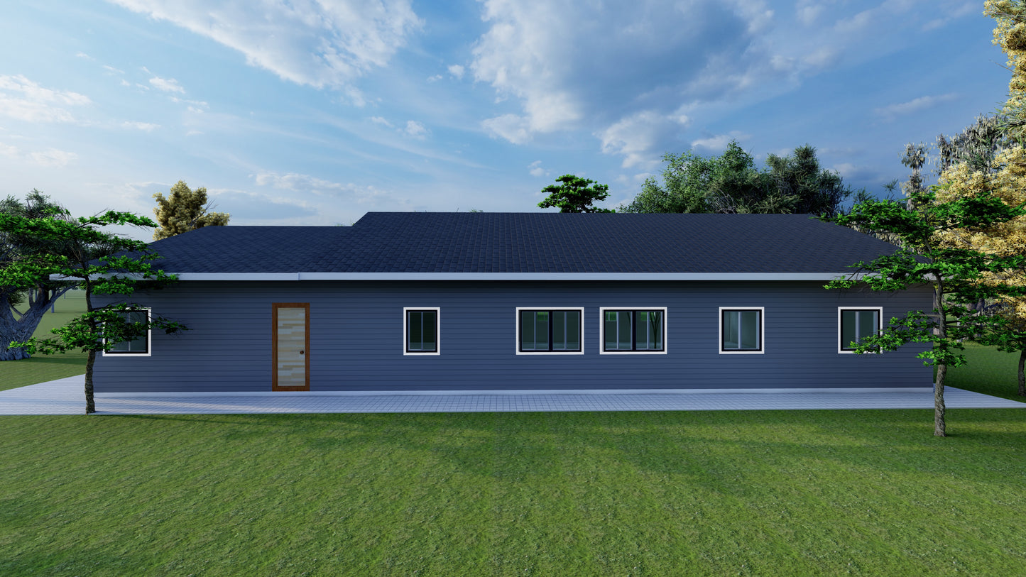 Spacious 4 Bedroom House Plan with Attached 2 Car Garage - 2400 sqft + 880 sqft Garage - Detailed Blueprints