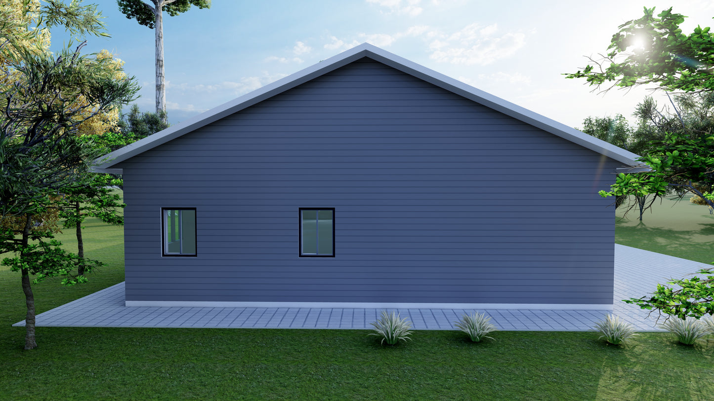 Spacious 4 Bedroom House Plan with Attached 2 Car Garage - 2400 sqft + 880 sqft Garage - Detailed Blueprints