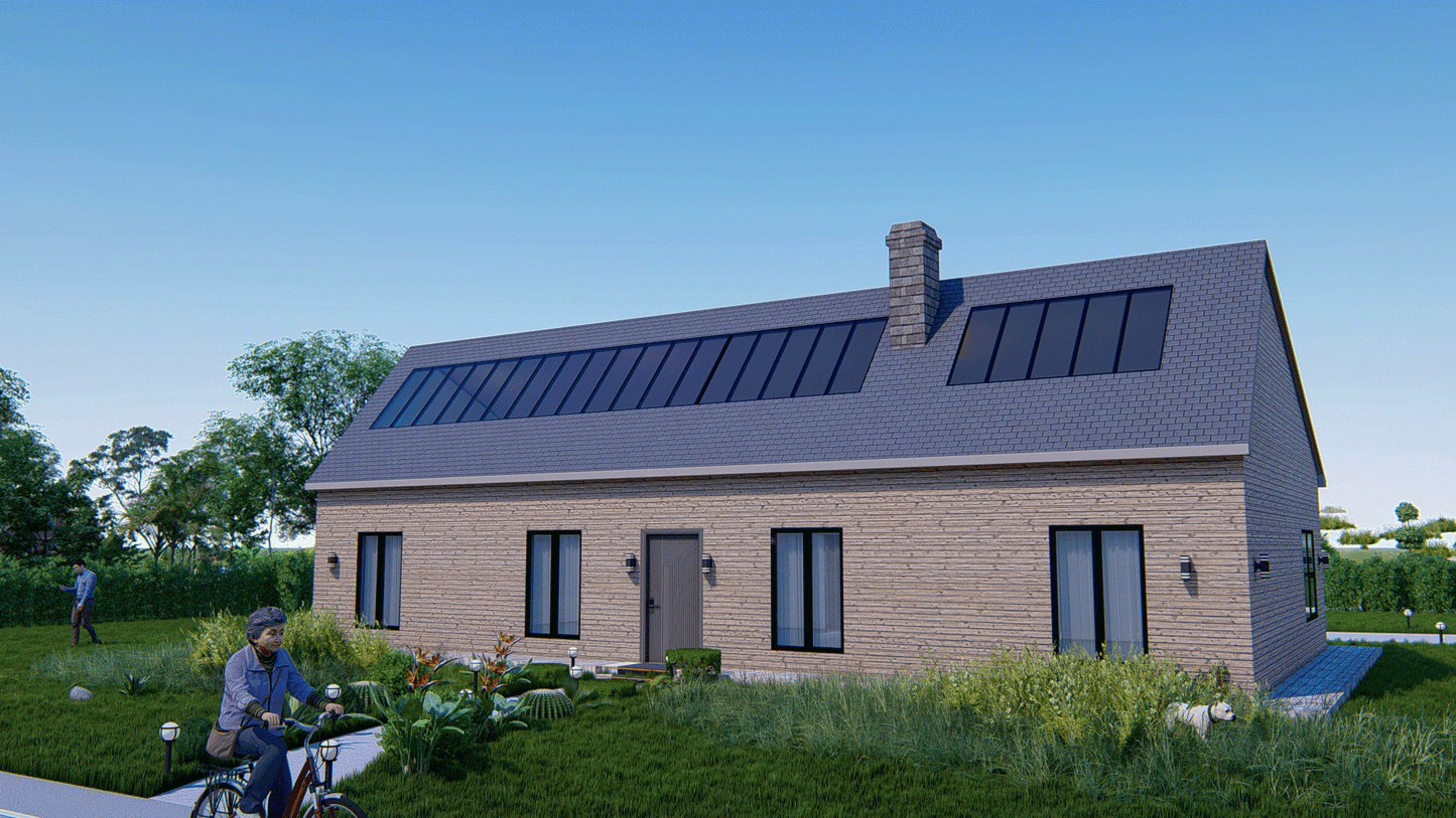 Sustainable Solar Energy Home Plans - 3 Bedrooms, Skylights, Carport, Construction Details