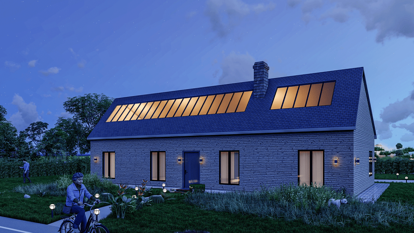 Sustainable Solar Energy Home Plans - 3 Bedrooms, Skylights, Carport, Construction Details