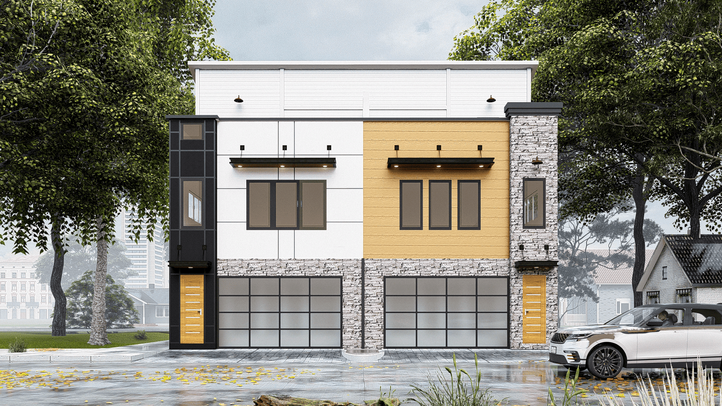 Three-Unit Town Home Building Plans – 4 Beds/4 Baths per Unit – Unit A 1199sqft & Unit B/C 1015sqft – Floor Plans, Elevations, and More