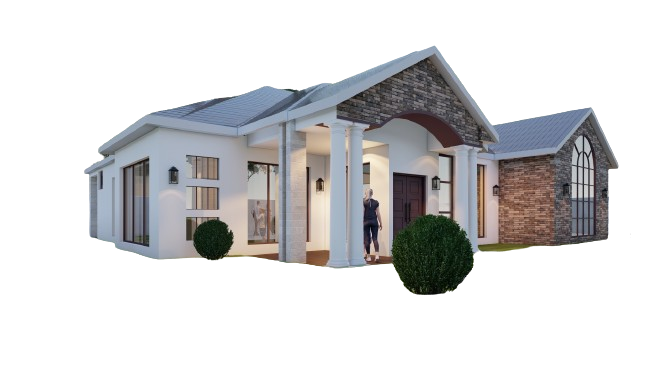 Three Bedroom Bungalow House Plans - Design Set with Foundation, Floor, and Elevation Plans