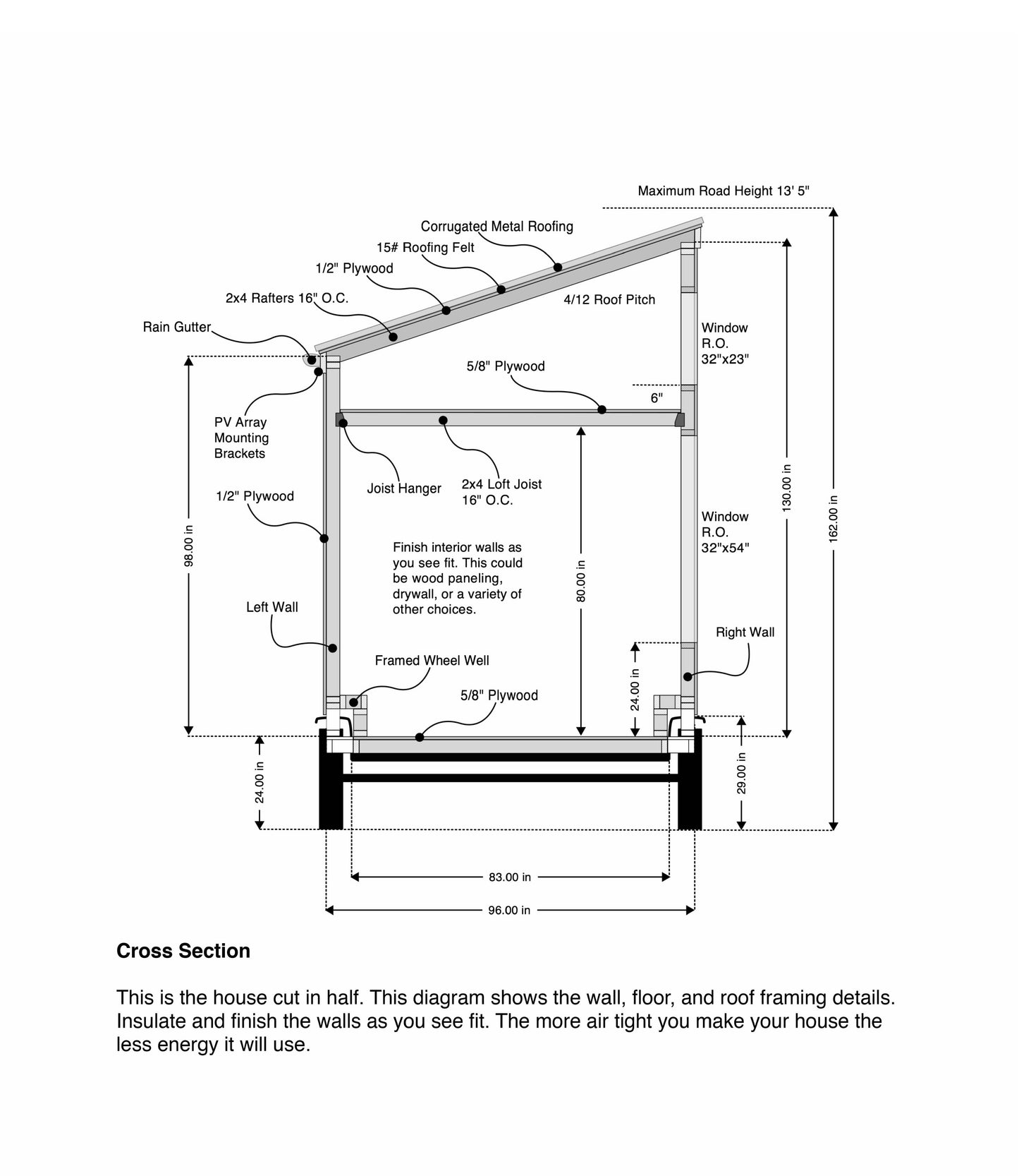 Tiny Home Building Plans Mobile Lifestyle - 8' x 16' 128sqft area Living Space